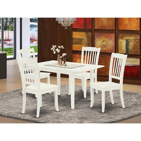 East West Furniture 5 Piece Norfolk Rectangular Dining Table Set - Linen White NODA5-LWH-W